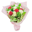 A hand-crafted bouquet from the heart of Epping, this arrangement of roses is a celebration of love and artistry inspired by the local landscape. Approximately twenty fresh, perfectly formed roses-an even mix of velvety red and creamy white-rise in a classic dome across a backdrop of deep green foliage and subtly varied leaves. The reds symbolize enduring devotion, the whites new beginnings and sincerity, and the ensemble of lush greenery-ruscus, eucalyptus, and softly variegated leaves-creates a textured, visually dynamic base that anchors each bloom. Gentle morning light picks up on the glossy surfaces of the leaves and the blushing edges of the pastel pink paper wrapping, evoking the soft glow you might find during a walk through Epping's quiet parks. The bouquet is neatly gathered and tied, its structure speaking of technical skill and personal care. The subtle interplay of colour and form is at once vibrant and serene, perfect for milestones like anniversaries, heartfelt congratulations, or the simple joy of surprising a loved one on a peaceful afternoon. Every stem and flourish reflects the attention to detail and sense of occasion you'd expect from a dedicated Epping florist, making this bouquet not just a visual delight, but a deeply felt gesture of affection, tied to the rhythms and scenery of its local roots.